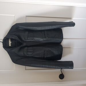 Kenneth Cole New York Black Leather Outerwear